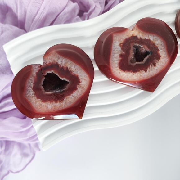 Druzy Carnelian Heart Crystal Carving Strength Crystals - Picture 3 of 8